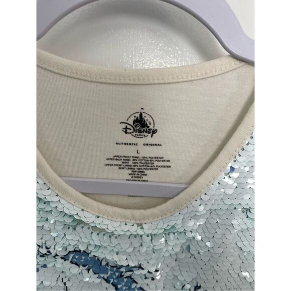 Disney Parks Frozen Elsa Flip Sequin TieredTulle Sleeveless Dress Size Large EUC - Picture 2 of 6